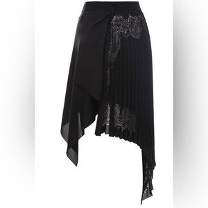 💜Givenchy Asymmetric Draped Crepe De Chine Skirt